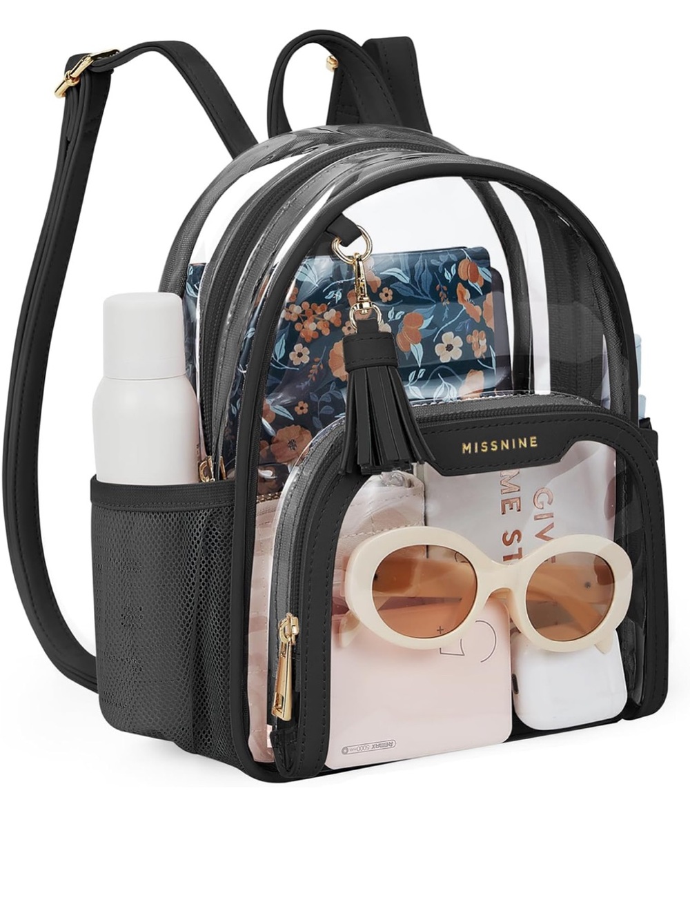 Clear Mini Backpack with Black Trim for Stadiums or Concerts